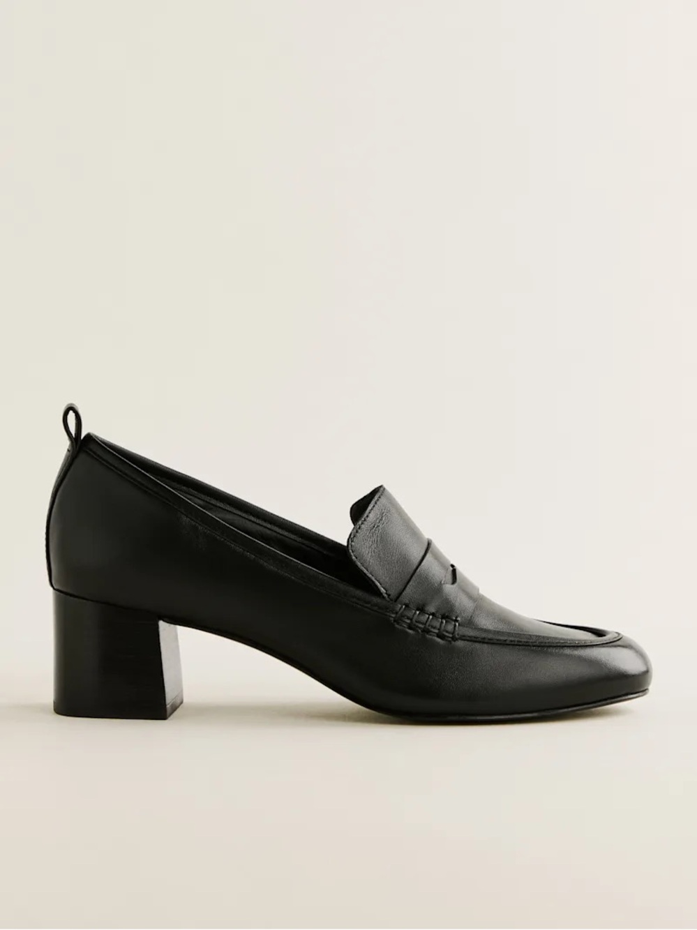 REFORMATION Franca Heeled Loafer Black Leather - Size 10 NIB